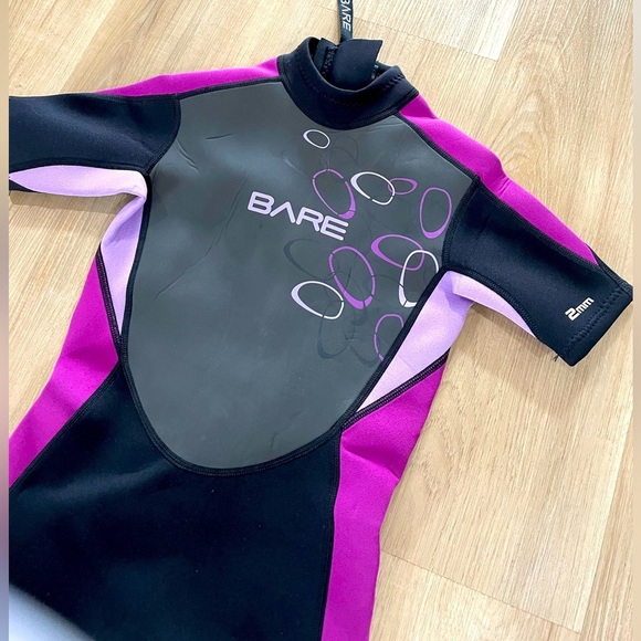 BARE Manta Kids Purple & Black Wetsuit Size 8yrs - Picture 3 of 10